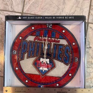 Philadelphia Phillies Art Glass Clock